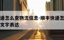 顺丰快递怎么查物流信息-顺丰快递怎么查物流信息文字表达