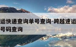 跨越速运快递查询单号查询-跨越速运快递单号查询号码查询